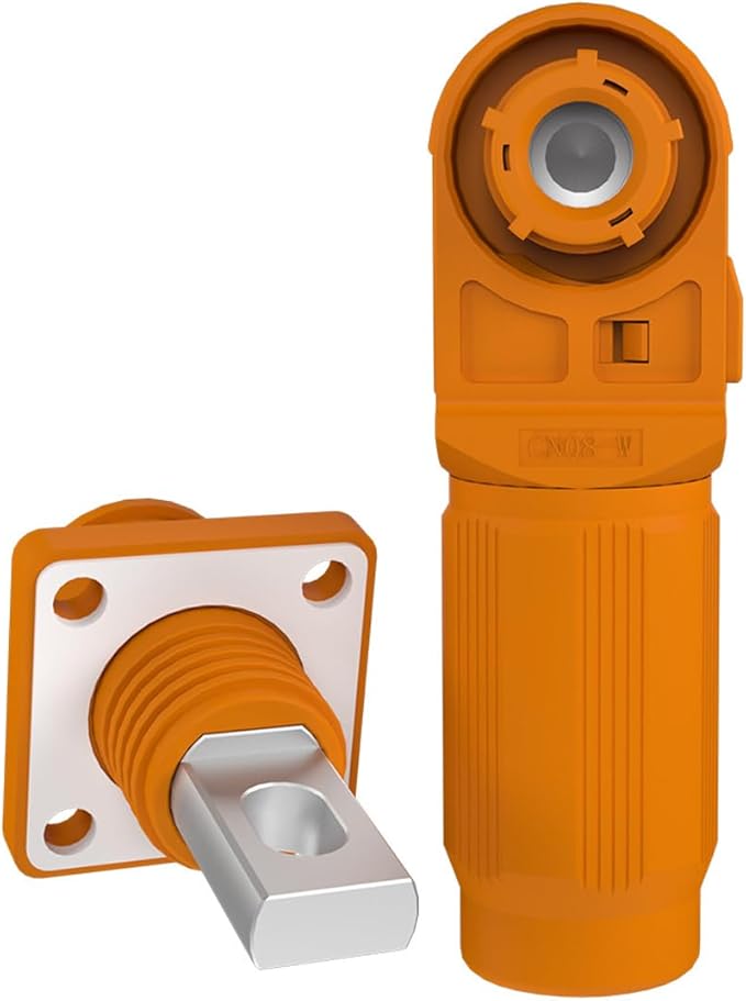 1 Set Battery Energy Storage Connector, Quick Plug Terminal High Current Connectors Copper Plate Wiring Adapter Right Angle Plug and Socket IP67 Waterproof Power Connector 150A 35mm² (150A, Orange)