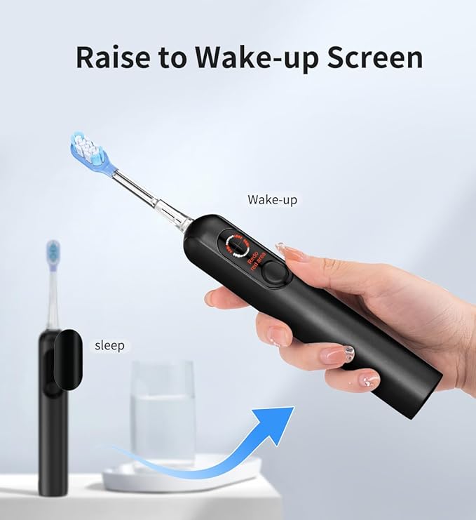 lunakind Sonic Toothbrush with Travel Case, Electric Toothbrush, AI Smart Display, 4 Modes with Missed Spot Detection, Pressure Sensor, 2 Mins Timer, 40° Oscillating 52000 VPM, 2 Brush Heads, IPX7