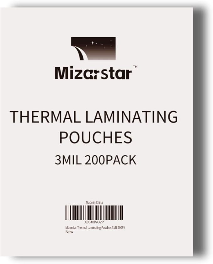 Mizarstar Thermal Laminating Pouches, 9 x 11.5 Inches, 3 Mil, Letter Size, Clear, 200 Pack, Premium Quality Laminating Sheets
