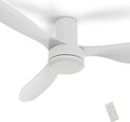 SMAAIR 52 Inch Ceiling Fan No Light with Remote, Flush Mount Modern Ceiling Fan without Lights, Quiet DC Motor, 10 Speed Adjustable, Indoor 3 Blade Ceiling Fan for Indoor Bedroom Living Room, White