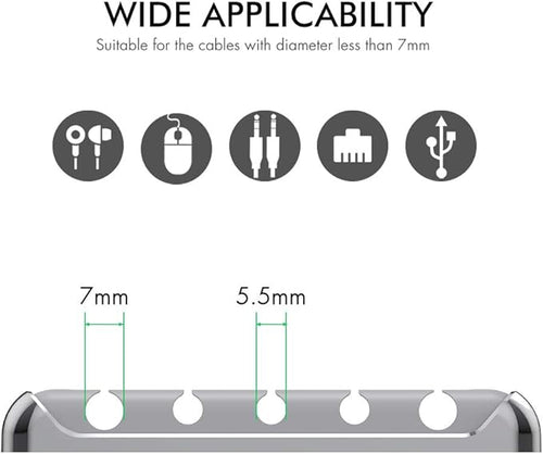 AHASTYLE Cable Organizer Holder 5 Slots Desktop Cord Wire Clips Keeper for Organizing USB Cable/Power Cord/Wire Home Office and Car (Grey)