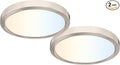 hykolity 2 Pack 9 Inch Selectable CCT LED Round Flat Panel Light, 18W 1800LM 3000K/4000K/5000K, Edge-Lit Flush Mount Ceiling Light Fixture for Kitchen, Bedroom, Laundry and Closet Room,Brush Nickel