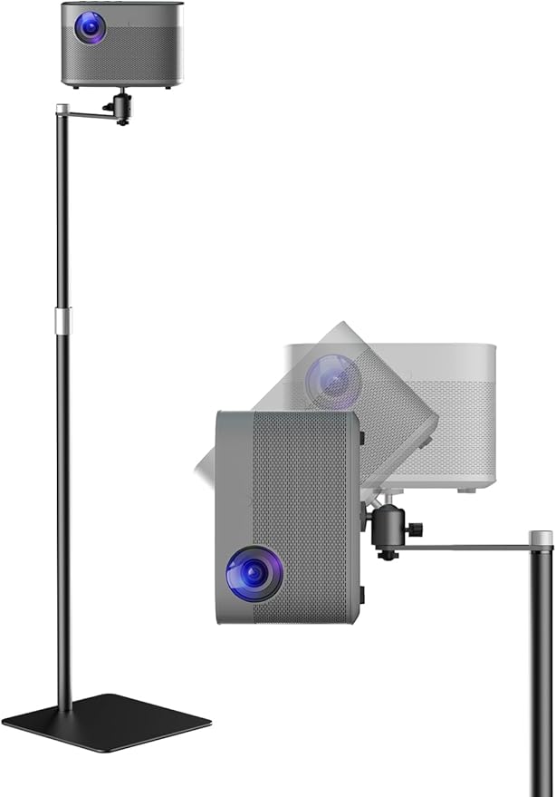 suptek Projector Stand Against Wall Hidden Stand, 360°Swivel, Height Adjustable, Universal Projector Mount Bracket, Compatible with Home Office Video Vlog DVR Camera, Upgraded Large Ball Head, PR007FP