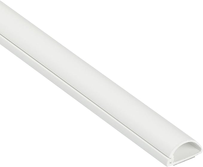 D-Line Half Round Cord Hider, Patented Cable Cover, Hide TV Wall Mount Wires, Raceway for Cords, Decorative Wire Covers, Paintable, Adhesive Cable Concealer, 1x 0.78in W x 0.39in H x 39in L,White