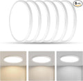 RLEDPZTX Led Flush Mount Ceiling Light,9 Inch 18w 1860lm,3000k/4000k/6000k 3CCT Selectable, Round Modern Flat Panel Super Slim Led Ceiling Light,for Living Dining Kitchen Bedroom Room (6Pack-White)