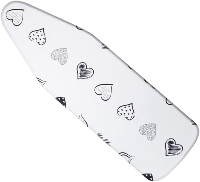 Yizunnu Ironing Board Cover and Pad,19x55 inch Extra Large and Thick Padding,Stain Resistant Heat Resistant Cotton Padding,Elastic Edge and Hook and Loop Adjustable Fastener(Heart)
