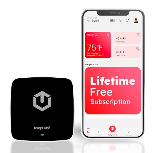 tempCube Pack of 2 WiFi Temperature & Humidity Sensor | Connects 2.4 GHz – Real-Time 24/7 Monitoring | No Subscription | Data Logger | Unlimited Text/Email Alerts | Freezer, Medical & Food Storage