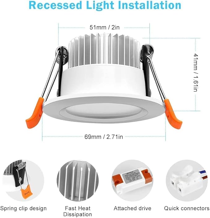 inShareplus 10 Pack 2 Inch Smart Recessed Lighting, WiFi LED Downlight 5W 120V, Dimmable RGBCW 2700-6500K Color Changing, Compatible with Alexa/Google, Ceiling Lights with LED Driver