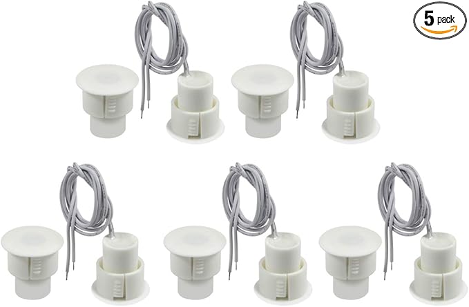 BNYZWOT Recessed Door Contacts NC Security Alarm Window Sensors With Magnetic Reed Switch. 3⁄4 Inch Door Contact Position Switches DCS Work with All Access Control and Burglar Alarm Systems White 5pcs