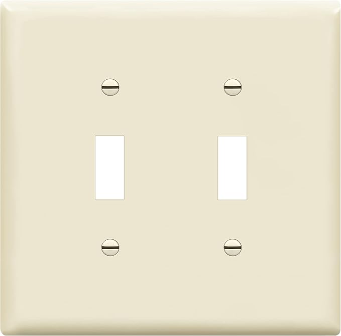 ENERLITES Toggle Light Switch Wall Plate, Gloss Finish, Midway Size 2-Gang 4.88" x 4.92", Unbreakable Polycarbonate Thermoplastic, UL Listed, 8812M-LA, Light Almond