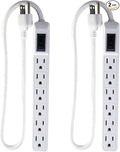 GoGreen Power Inc. (G-16103MIN-2) 6 Outlet Surge Protector, 2FT Cord, White, 2 Pack