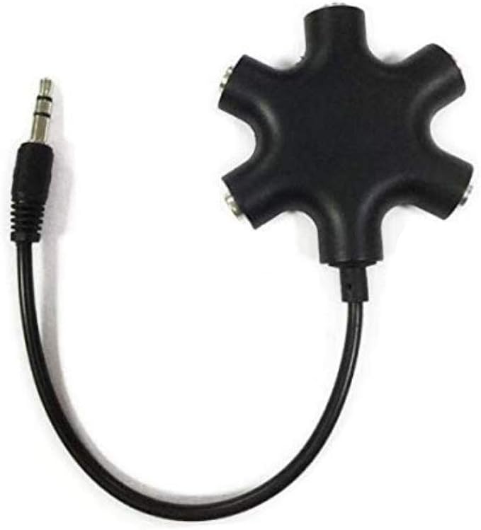 JWCE. Headphone Splitter - 5 Ports for 3.5mm Devices 5 Ways Adaptor 3.5mm Audio Stereo Splitter Cable 3.5mm Male to 5 Port 3.5mm Female for Earphone and Headset Splitter Adapter for iPhone