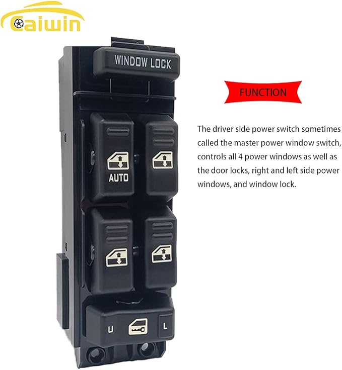 15062650 Front Left Driver Side Power Window Master Control Switch fit for 2001-2002 GMC Sierra 1500 HD 2500HD Sierra 3500 Yukon Chevy Sierra 1500 HD 2500HD Suburban 1500/2500/Tahoe Cadillac Escalade