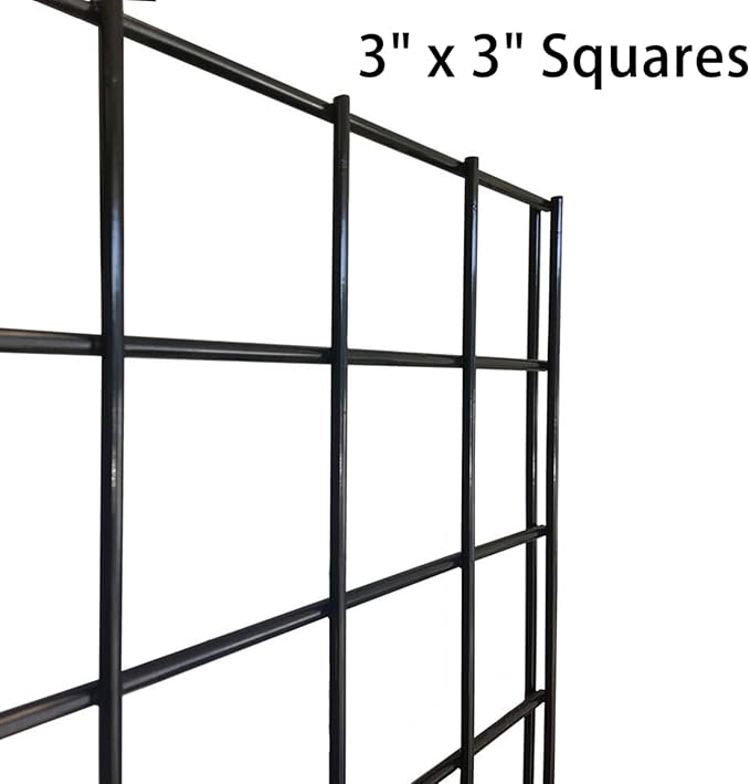 NEESEEYEE Commercial Grade Gridwall Panels – Heavy Duty Grid Panel for Any Retail Display, 2’ Width x 6’ Height, 4 Gridwall Panels Per Carton (Black Finish)