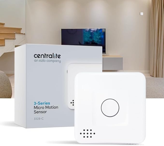 Centralite by Ezlo Micro Motion Sensor - Home Automation and Security - Lighting Scenes, Security Alarm, Alerts upon Motion Detection - Zigbee