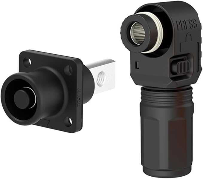 1 Set Battery Energy Storage Connector, 200A 50mm² High Current Connectors Quick Plug Terminal Black Right Angle Plug and Socket IP67 Waterproof Power Adapter (200A, Black)