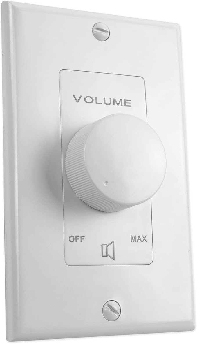 Rockville VOL70100 100 Watt 70V Wall Volume Control Zone Controller, White, 11-Step Rotary Dial, Euro-Block Terminal, Dust-Protected Circuit, for Commercial and Home Audio