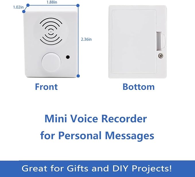 XLW 16 Minutes Voice Recorder for Stuffed Animals,Voice Box for Recordable Presents Button Sound Box for Crafters, Hobbyists, Stuffed Animals,School Presentations,Personalized Items,etc-White-2P