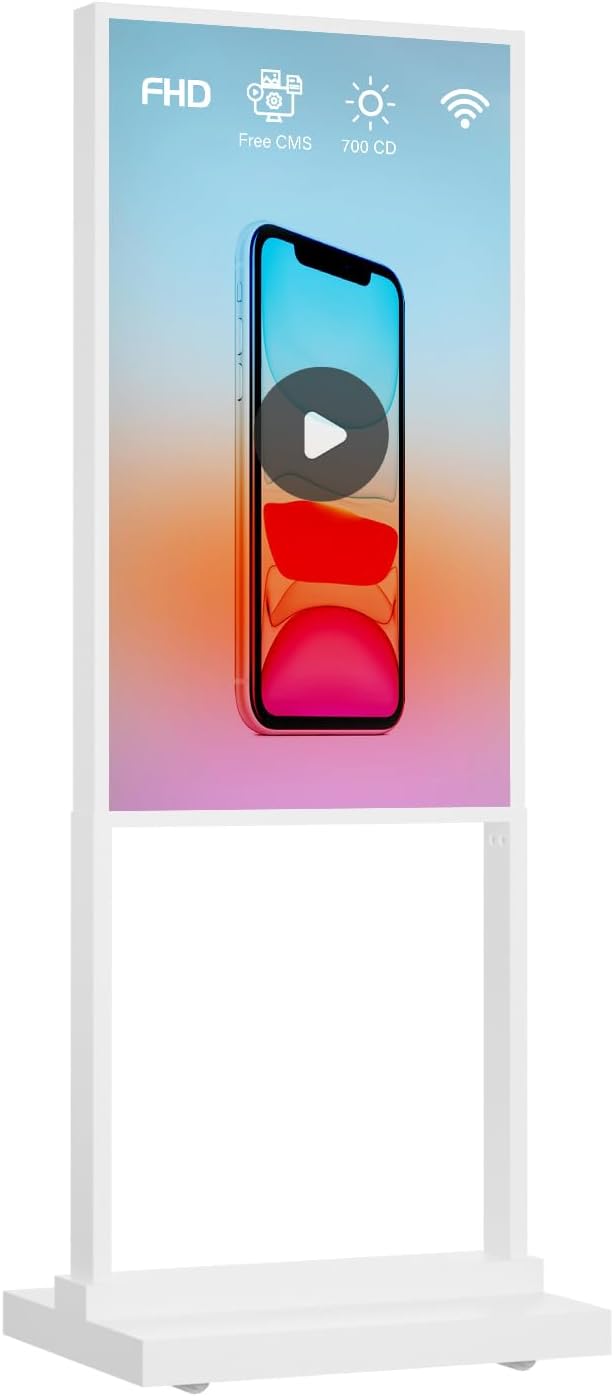 Canlarriz Digital Signage Kiosk 32 inch Digital Menu Board for Restaurants and Stores Advertising Screen FHD 700 nits Ultra-High Brightness Poster Display Free Web Content Editor Android 2GB+32GB