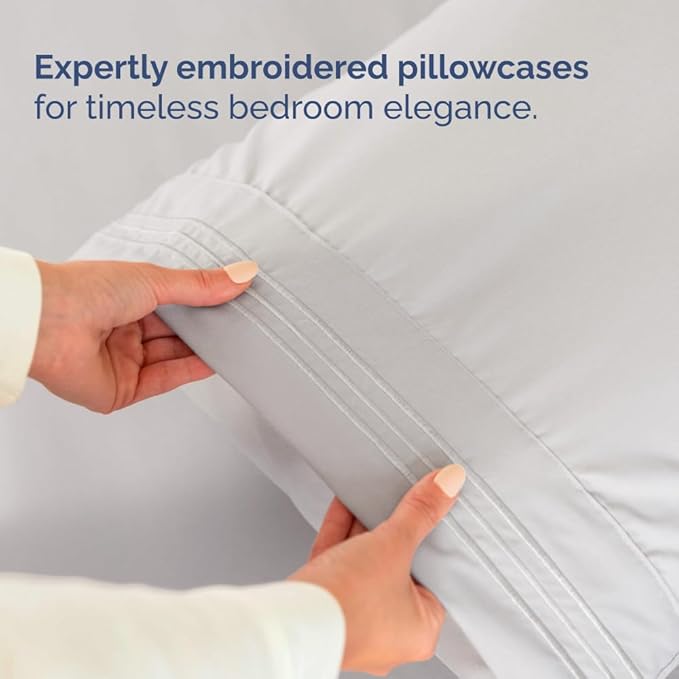 Split Head King Sheet Set – 4 Piece Flex Split Top King Sheets for Adjustable Beds - Fits 14” to 16" Mattress w/ Deep Pockets - Soft, Breathable & Cooling - Luxury Bedding & Wrinkle Free - French Grey