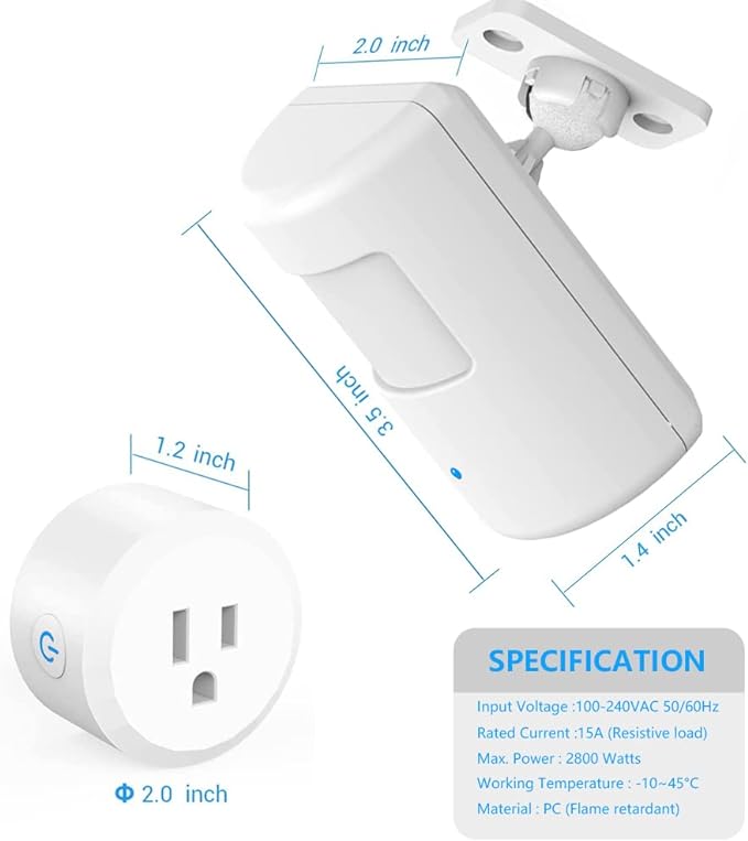 Upgraded Plug-in Motion Activated Light Control, Souphran Wireless Motion Detector and Plug Set, No Wiring, Adjustable Detection Range, Always-on Timer and Light Sensor, (1 Pack-new)