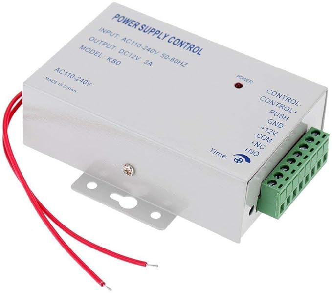 AMOCAM K80 Power Supply Control, AC 110-240V to DC 12V Power Supply for Door Access Control System, Video Doorbell, Electric Strike Lock, Bolt Lock, Magnetic Lock, Power Supply Controller