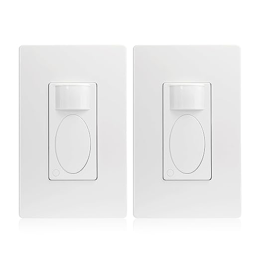RAYZEEK 2 Pack PIR Motion Sensor Light Switch,Occupancy Sensor Switch | 5Amp | Sigle-Pole | No Neutral Required, Operable Without Ground Wire,PC Fireproof,UL Listed