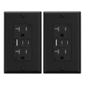 ELEGRP USB Outlets, 20 Amp Wall Outlet with 3 USB Ports, Dual USB C Ports Outlets, TR Tamper-Resistant USB Outlets Receptacles, Wall Plate Included, UL/CUL Listed, 2 Pack, Black