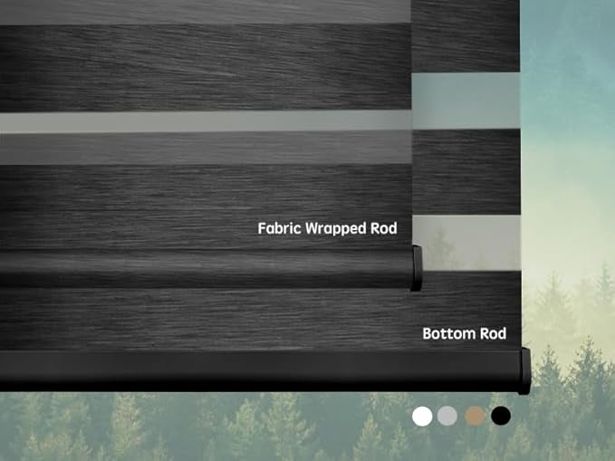 Yoolax Motorized Zebra Blinds Works with Alexa, Motorized Blinds with Remote Custom Size, Privacy Electric Zebra Shades for Windows (95% Shading Carbon Black)