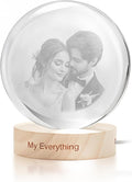 Yijhpbc Custom 3D Crystal Photo Night Light Personalized Photo Crystal Ball Engraved Picture Lamp with Wood Base Memorial Gift for Pets Family Couple Birthday Valentine's Day (Style 2)