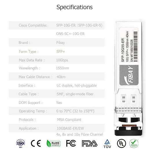 OPSTRAN 10GBASE-ER SFP+ Optical Transceiver Module Compatible with Cisco SFP-10G-ER 1550nm 40km DOM Duplex LC SMF
