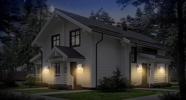 JOKAONOTL Dusk to Dawn Porch Lights with GFCI Outlets Waterproof Outdoor Wall Lights Exterior Lighting Fixtures Modern Outside Lights Wall Mount for House Patio Garage,White,11.8''H, 2 PC