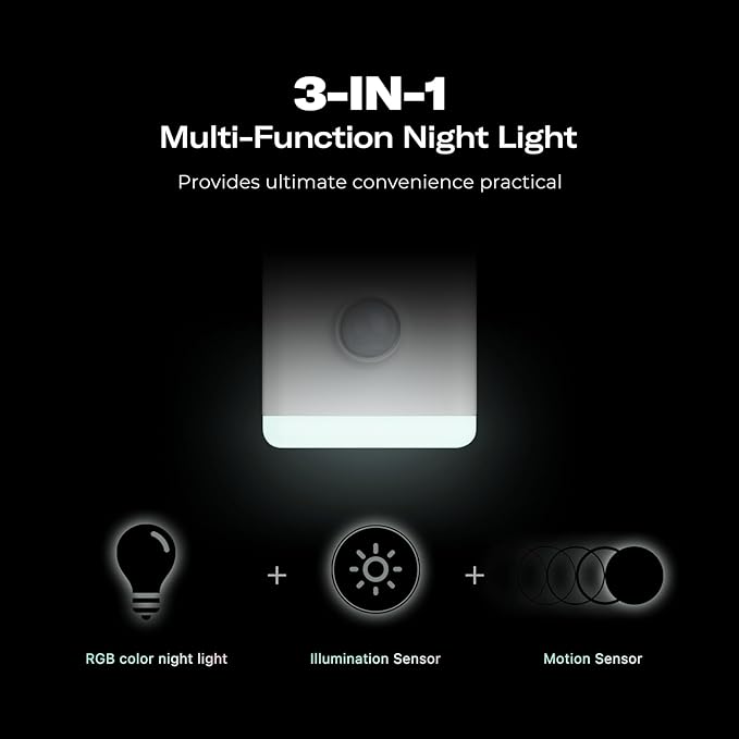 THIRDREALITY Multi-Function Night Light 2 Pack, Zigbee Repeater, 3-in-1 Combines a Motion Sensor, a Illumination Sensor and RGB Color Night Light, 1-100% Adjustable Brightness, Zigbee hub Required