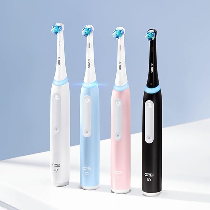 Oral-B iO Deep Clean Rechargeable Electric Toothbrush, White, iO Series 3 Limited, 2 Brush Heads, Travel Case, Pressure Sensor, 3 Cleaning Settings, 2-Minute Timer