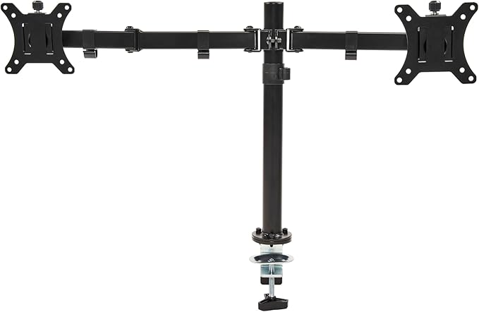 Elevon Dual Monitor Stand for 13-32 inch Computer Screens, Full Adjustable Two Screen Computer Monitor Arm, VESA Mount with C-Clamp/Grommet Base