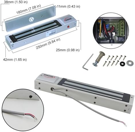 Visionis FPC-5361 Indoor 600lbs Electromagnetic Lock with Power Supply for Door Access Control