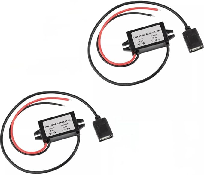 2-Pack Waterproof IP68 DC-DC Buck Converter,12V/24V to 5V 3A Step Down Voltage Regulator with USB-A Charger Ports,Overload Protection for Car, Truck, Dash Cam, GPS, Phone