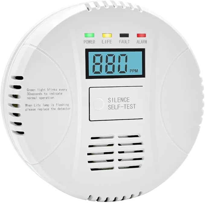 Combination Gas and Carbon Monoxide Detector Plug-in | CO Alarm & Natural Gas Combustible Detector | Digital Display, Battery Backup, Easy Install | for Home Kitchen Safety Monitoring (3Pack)