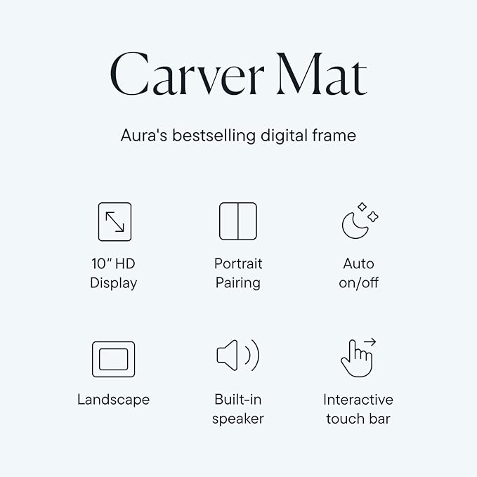Aura Carver 10.1" WiFi Digital Picture Frame | The Best Digital Frame for Gifting | Text Photos Directly to Your Frame from Anywhere | Free Unlimited Storage | No Subscription Fees, No Ads