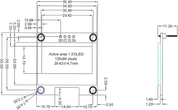 Haldzemo 1.3 inch OLED Display Module I2C IIC 128x64 LCD Screen S H1106 12864 Compatible Arduino (2 Pack, White)