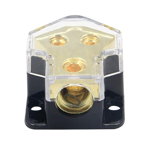 RKURCK 2 Way Power Distribution Block, 0/2/4 AWG Gauge in, 4/8/10 Gauge Out, Car Audio Stereo Amp Distribution Connecting Block for Audio Splitter (2Way 2 Pack)