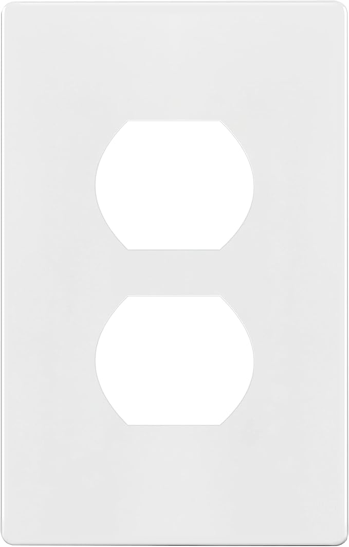ENERLITES Screwless Duplex Wall Plate, Child Safe Receptacle Outlet Cover, Standard Size, 1-Gang 4.68" x 2.93", Unbreakable Polycarbonate Thermoplastic, UL Listed, SI8821-W, Glossy, White