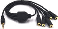Kework 12 Inch 1/8” 3.5mm TRRS Splitter Audio Cable, 1 Male to 5 Female 3.5mm Plug Extender Headphone Cable, 3.5mm 4 Pole Stereo Jack Extension Adapter Headset Aux Cable, Support MIC