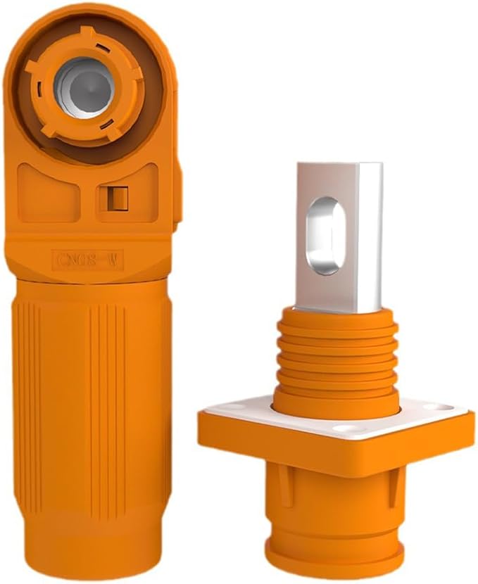 1 Set Battery Energy Storage Connector, Quick Plug Terminal High Current Connectors Copper Plate Wiring Adapter Right Angle Plug and Socket IP67 Waterproof Power Connector 60A 10mm² (60A, Orange)