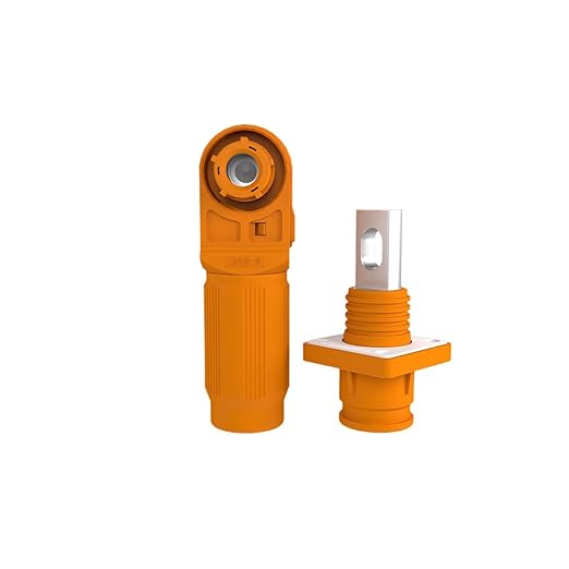 120A Battery Energy Storage Connector, 25mm² High Current Connectors IP67 Waterproof Copper Plate Wiring Power Adapter Quick Plug Terminal Right Angle Plug and Socket (1000V Black+Orange)