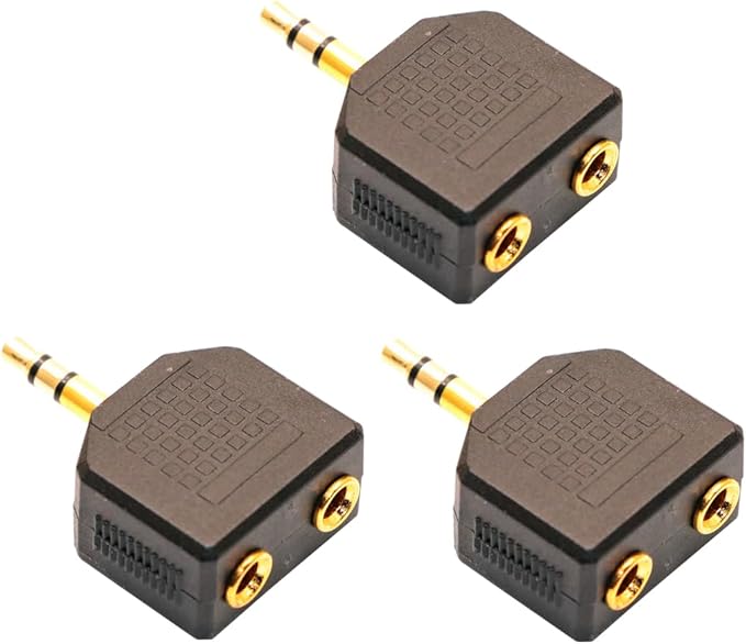 ZJKJHJY 3.5mm Audio Splitter Adapter, 1/8 inch Male to 2X Female Y-Connector, 3-Pack