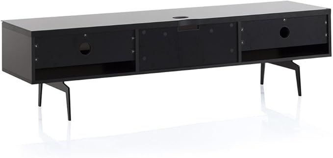 SONOROUS ST-360 Premium TV Stand for Living Room – Modern TV Stands & Entertainment Center with Storage – Black Glass & Black Wood Cover – Luxury Media Console with Metal Legs for TVs up to 75 inches