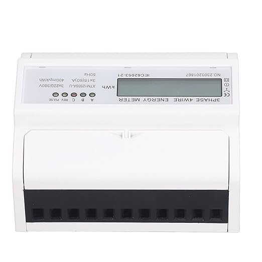 Energy Meter 3 Phase Electricity Usage Monitor LCD Display DIN Rail Mounting Power Meter 3x15A DC3x220V 380V