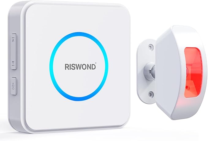 Wireless Motion Sensor Alarm Indoor: Motion Detector Alarm for Business Store Home Security with 35 Ringer/Led Light Remind- Motion Sensor Door Chime with Buzzer