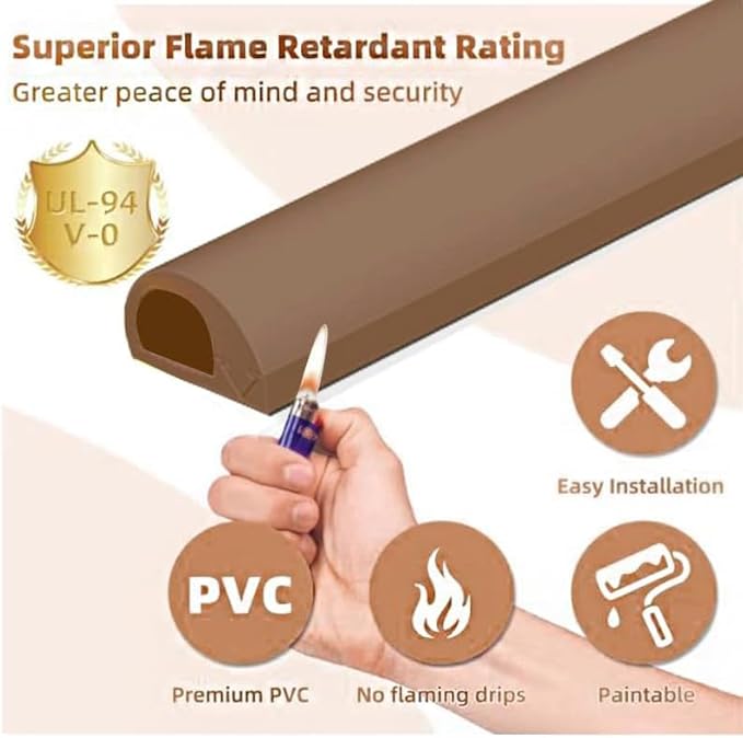 RPXRPXSide Open One Cord Cable Raceway Wire Cover for Cords, Our Cable Track is Best Suited for one Wire (Diameter <0.27"),Wire Raceway Management Cable Concealer Channel (Brown, 39in)